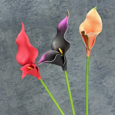 EVA Artificial Calla Lily Double Petal Fake Flower Stem For Home Wedding Party Decoration Photography Prop Arrangement