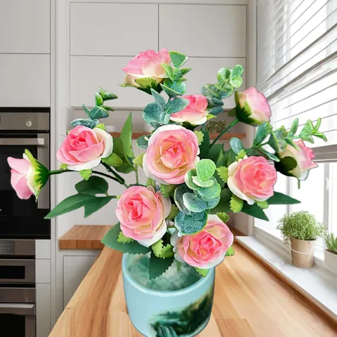 Artificial Rose Bouquet Satin Fabric Flower For Wedding Party Home Decor Floral Arrangement Multi-Branch Fake Roses