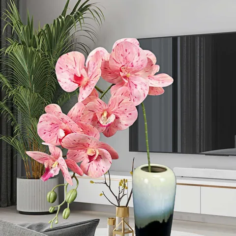 Realistic Phalaenopsis Orchid Artificial Flower Branch With Film Petals For Home Hotel Wedding Decoration Modern Fake Floral Arrangement