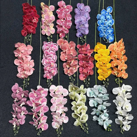 Realistic Phalaenopsis Orchid Artificial Flower Branch With Film Petals For Home Hotel Wedding Decoration Modern Fake Floral Arrangement