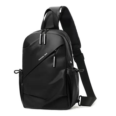 Sac de Poitrine Imperméable pour Hommes Grande Capacité Sac Bandoulière Mode Tissu Technique Sling Bag pour Voyage Sport Décontracté Sac d'Épaule