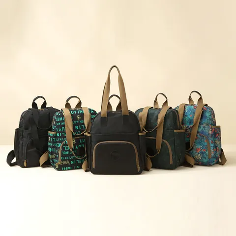 Fashion Large Capacity Women Backpack Oxford Cloth Floral Letter Print Waterproof Outdoor Travel School Bag Tote Handbag