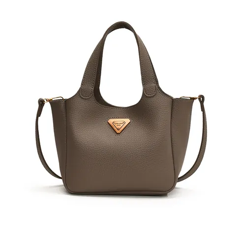 Damen Litschimuster PU Leder Tragetasche Mode Metall Dreieck Logo Schulter Umhängetasche Nischen Dumpling Tasche Täglich