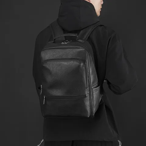Mochila de Negocios de Cuero PU para Hombre Vintage Gran Capacidad Impermeabile Bolsa para Portátil 15.6 Pulgadas Retro Casual Viaje Escuela