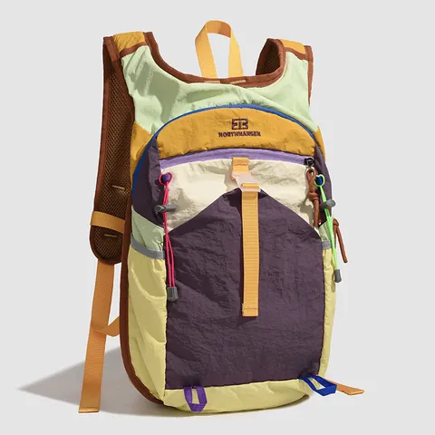 Trendy Color Block Outdoor Travel Backpack Lightweight Waterproof Nylon Hiking Sports Bag For Men Women Student School Daily Carry