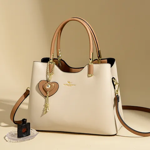 Damen Elegante Spaltleder Tote Tasche Mit Känguru Logo Herz Anhänger Elegante Handtasche Schultertasche Für Arbeit Büro Alltag