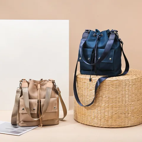 Dames Nylon Oxford Doek Emmer Tas Waterafstotend Meerdere Zakken Casual Schoudertas Crossbody Tas Mode Reishandtas