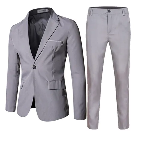 Men's Slim Fit Business Suit Two-Piece Set Notch Lapel Single Breasted Blazer And Pants For Wedding Office Party Formal Wear