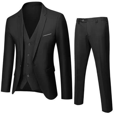 Heren Zakelijk Kostuum Set Slim Fit Katoenmix Formeel Bruiloft Pak Voor Heren Inclusief Jasje Vest En Broek Professionele Kleding