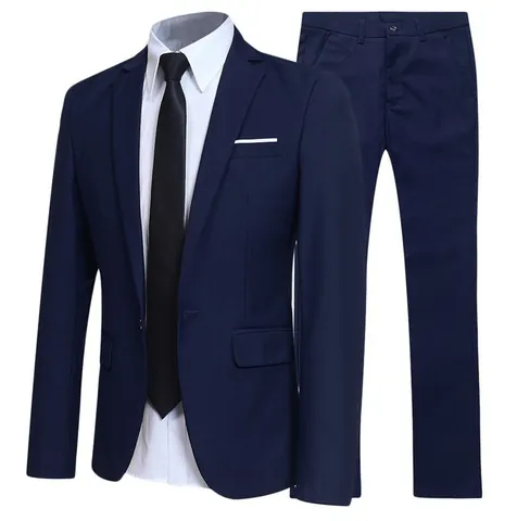 Men Slim Fit Business Blazer and Pants Suit Viscose Blend One Button Notched Lapel Wedding Groomsman Formal Casual Apparel