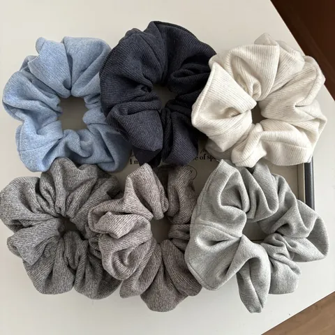 Women's Korean Style Striped Knit Scrunchies Ribbed Large Hair Ties Elastic Morandi Color Ponytail Holders Hair Accessories