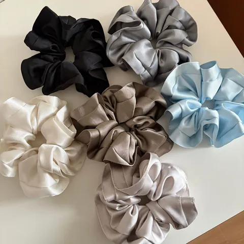 Elegant Satin Oversized Scrunchies For Women Solid Color Elastic Hair Bands Soft Large Hair Ties Korean Style Hair Accessories