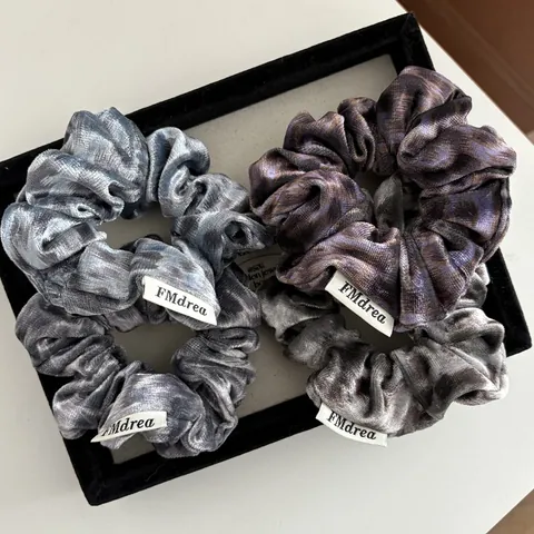 Retro Leopard Print Velvet Scrunchies High Elastic Tie-Dye Hair Ties For Women Girls Elegant Hair Accessories Daily Wear