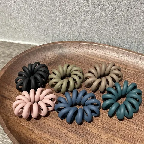 Koreanischer Stil Matte Spiral Haargummis Elastische Telefonkabel Haarbänder Bunte Knickfreie Haar Scrunchies Für Damen Täglicher Haarschmuck