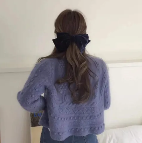 Vintage Franse Fluwelen Grote Strik Haarclip Voor Vrouwen Elegante Oversized Veer Haarpeld Haaraccessoires