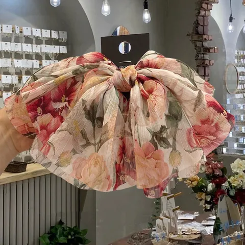 Elegante Fermaglio per Capelli in Chiffon con Fiocco Floreale Vintage Clip a Molla Donna Temperamento Accessori Capelli