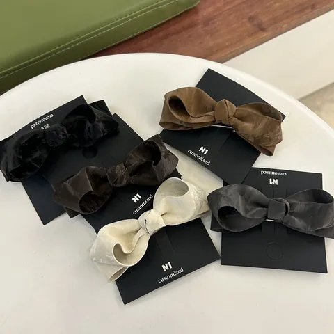 Pinzas para el Cabello con Lazo Coreano de Moda para Mujer Textura Mate de Gama Alta Pinzas Laterales de Pico de Pato Elegantes Accesorios para el Cabello con Lazo de Tela