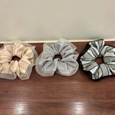 Coletero de Malla a Rayas para Mujer Estilo Coreano Minimalista Plisado Elegante de Organza a Capas Accesorio para el Cabello