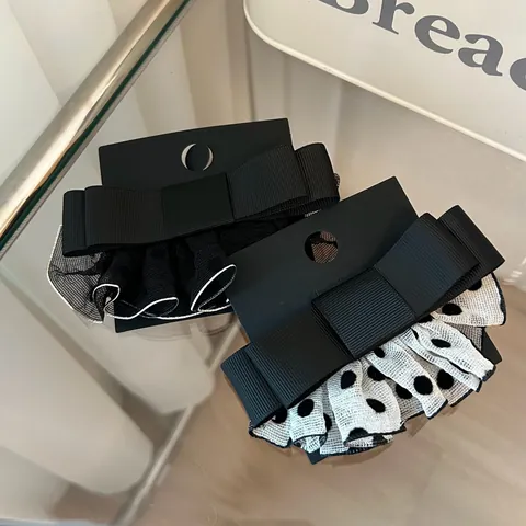Damen Koreanischer Stil Schleife Haarklammern Süße Gepunktete Netzgewebe Band Legierung Entenschnabelklemme Vintage Mode Haarschmuck Für Täglich Dating Party
