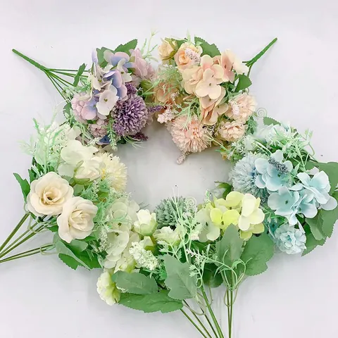 7-Fork Artificial Rose Hydrangea Peony Bouquet Silk Flower For Home Wedding Party Decor Multicolor Fake Flower Arrangement