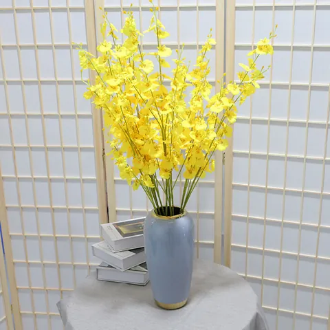 Artificial Dancing Orchid Satin Flower Bouquet For Home Wedding Decoration Living Room Dining Table Aesthetic Plant