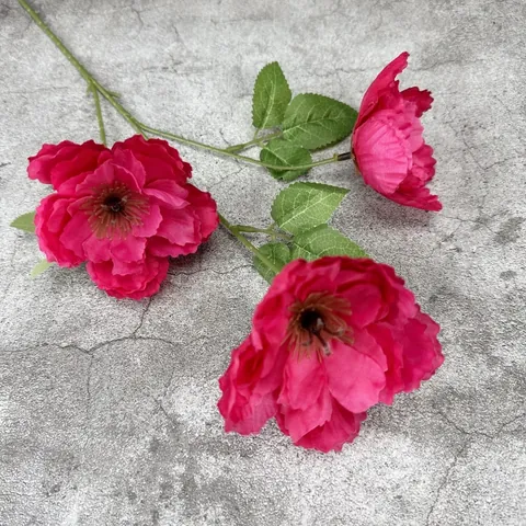 Künstliche Hibiskus Seidenblume Zweig 3 Köpfe Falsche Mohn Pfingstrose Für Hochzeit Home Decor Fotografie Requisiten Dekoration