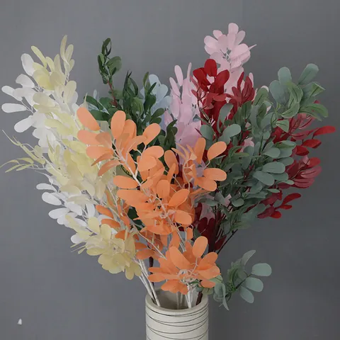 Ramo di Foglie di Arachidi Artificiali Tessuto Simile alla Seta Plastica 5 Forche Foglia di Salice Decorazione Matrimonio