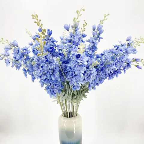 Artificial Delphinium Flower 2-Fork Silk Cloth Fake Flowers Long Stem For Home Wedding Party Decoration Photography Props