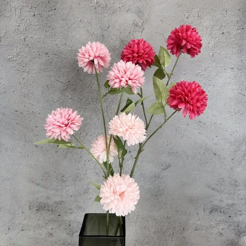 Artificial 3-Head Pompon Mum Silk Chrysanthemum Flower Branch For Home Wedding Office Decor Photography Props Arrangement