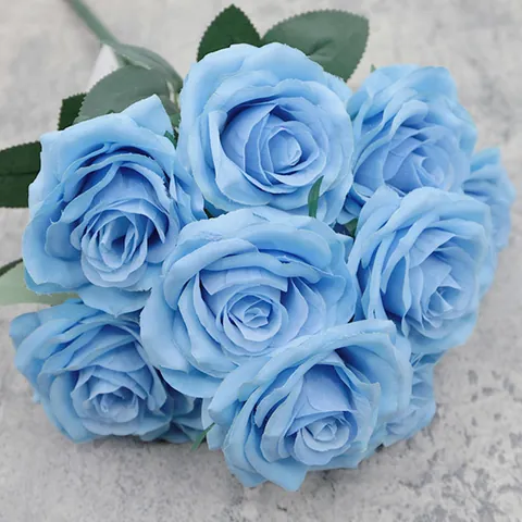 Artificial Rose Bouquet Satin Fake Flower For Wedding Home Table Decor Romantic Floral Arrangement Centerpiece Valentine Gift
