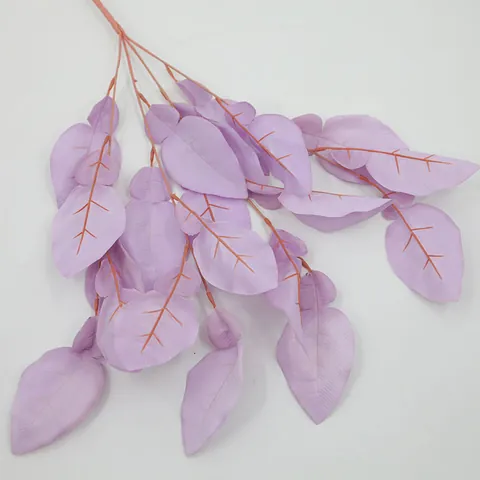 Artificial Pomelo Leaf Bundle Satin Fabric Plastic Branch 4 Forks Decoration For Home Wedding Office Photography Props