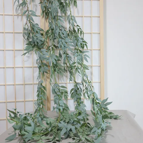 Ghirlanda Di Vite In Foglia Di Salice Artificiale Tessuto Effetto Satine Plastica Verde Per Decorazioni Per Feste Di Nozze In Casa Piante Appese