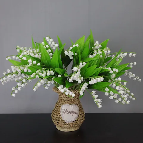 Realistische Künstliche Maiglöckchen Simulation Blumen Satin Kunststoff Stiel Für Haus Hochzeit Dekoration Fotografie Requisiten Weiß Grün Nordischen Pastora Stil Florales Dekor