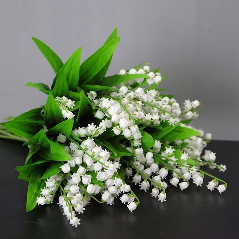 Realistische Künstliche Maiglöckchen Simulation Blumen Satin Kunststoff Stiel Für Haus Hochzeit Dekoration Fotografie Requisiten Weiß Grün Nordischen Pastora Stil Florales Dekor