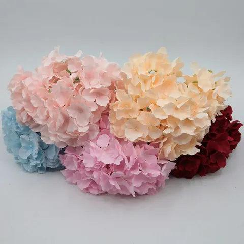 Bouquet di Ortensie Artificiali Teste Multiple Tessuto Effetto Seta Plastica Fiori Finti per Decorazione Casa Hotel Matrimonio Accessori Fotografici