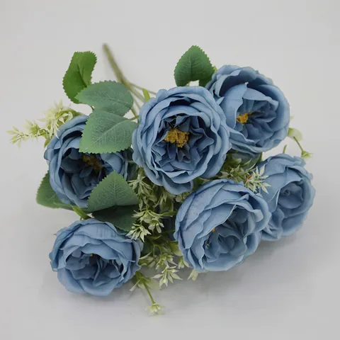 Bouquet de Pivoines en Soie Fleurs Artificielles Austin Rose pour Décoration Mariage Maison Composition Florale Rétro Européenne