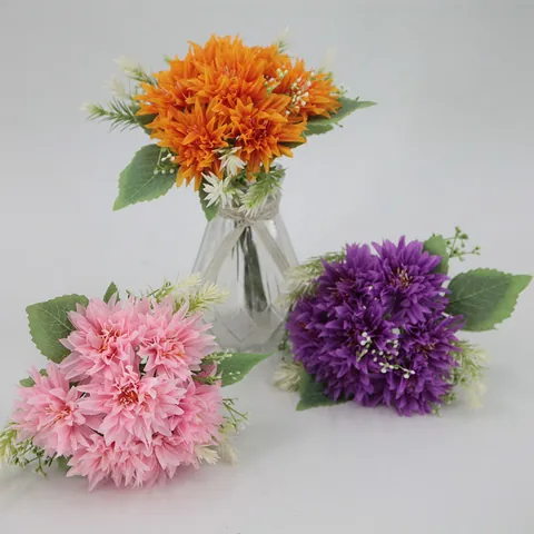 European Artificial African Daisy Hand Tied Bouquet Fabric Gerbera For Wedding Home Decor Photography Props Floral Decor