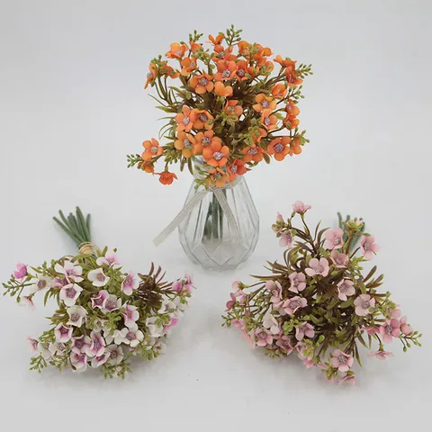 Vintage Oil Painting Artificial Hydrangea Bouquet Fabric Fake Flowers Small Cluster For Home Wedding Photography Props
