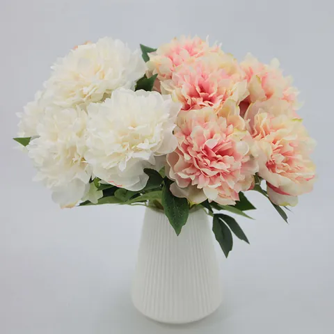 Bouquet di Fiori di Peonia Artificiale in Tessuto di Raso Grandi Fiori Finti per Decorazioni Domestiche Matrimonio Accessori Fotografici Centrotavola
