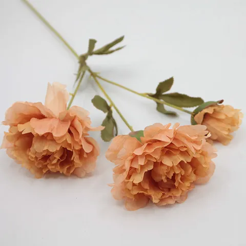 62cm 3 Heads Artificial Peony Silk Fabric Flower Stem For Wedding Home Party Decoration Photography Props Multi Colors