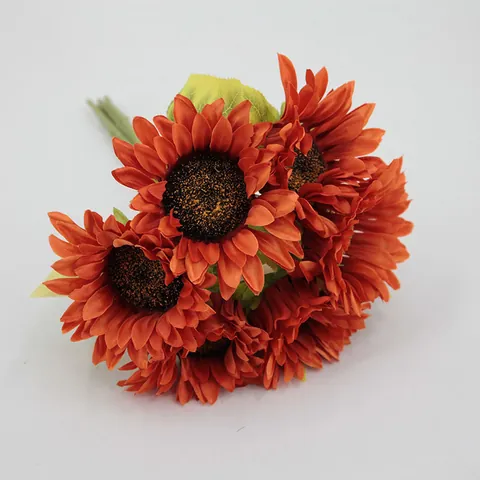 Künstlicher Sonnenblumenstrauß Seidenstoff Kunstblume Mehrköpfig Floral Für Wohnzimmer Tisch Vase Hochzeit Party Deko