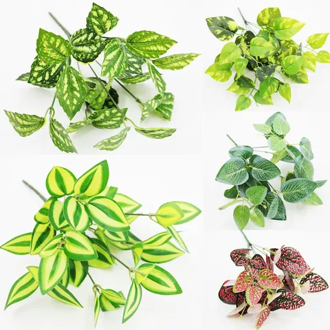 Artificial Scindapsus Leaf Bundle 7-Fork Faux Greenery Plants Silk Cloth For Home Outdoor Wedding Decor Office Photography Props