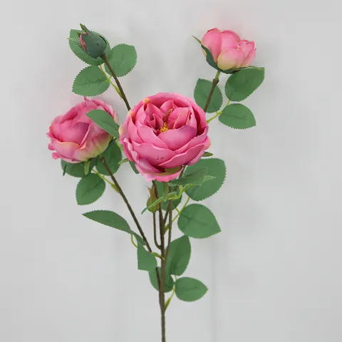 Kunstmatige Austin Roos Zijden Bloem Stengel 4 Koppen Realistische Neprozen Voor Bruiloft Huis Decoratie Feest Bloemstuk