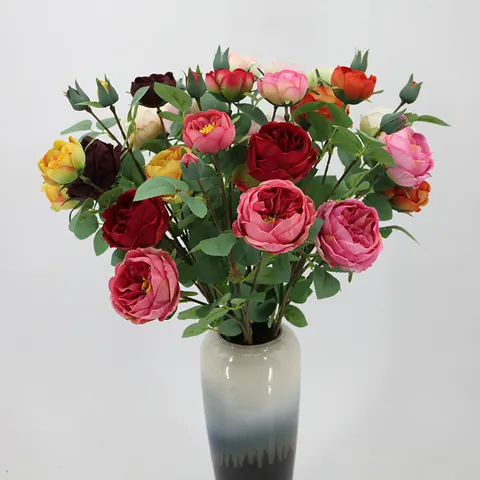 Kunstmatige Austin Roos Zijden Bloem Stengel 4 Koppen Realistische Neprozen Voor Bruiloft Huis Decoratie Feest Bloemstuk