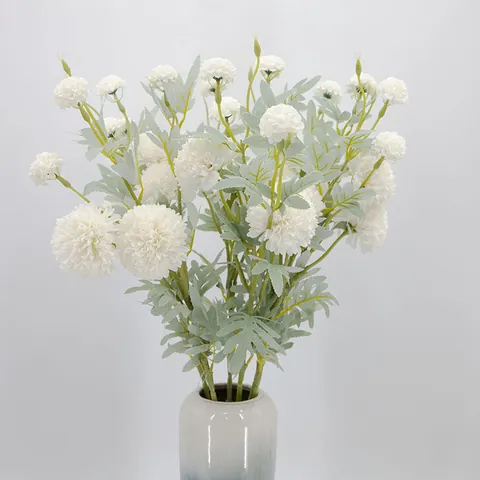 6 Heads Artificial Dandelion Onion Ball Chrysanthemum Faux Silk Flowers Home Living Room Decor Long Stem Fake Plants Bouquet