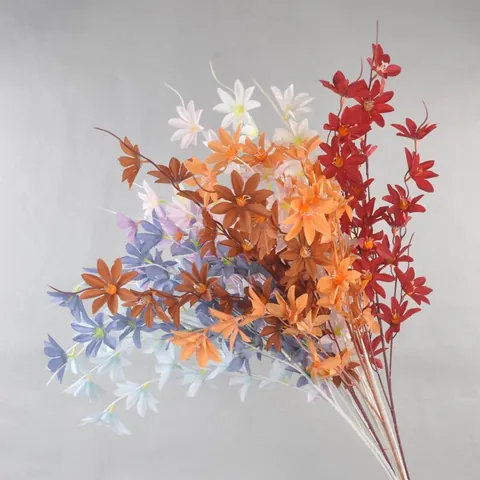 Artificial Lily Flower 28 Heads Long Branch Silk Cloth Plastic 105cm High Fake Flower For Wedding Home Office Decor