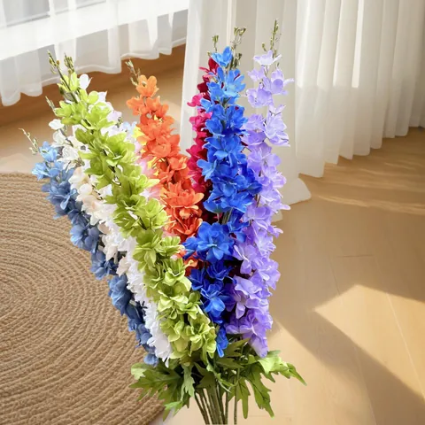 Künstlicher Rittersporn Einzelstiel Satingewebe Künstliches Blumengesteck Für Heim Hochzeit Hotel Party Dekoration Hochwertige Lange Zweige Dekor