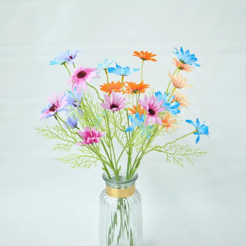 Künstliche Gänseblümchen Seidenblumen Mehrere Köpfe Einzelner Zweig Faux Kamille Für Zuhause Hochzeit Party Garten Fotografie Deko
