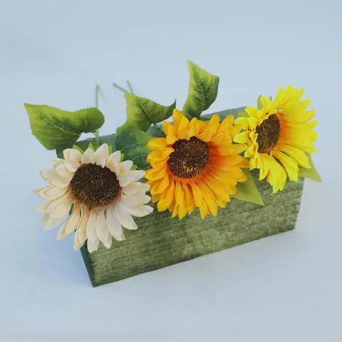 Single Stem Artificial Sunflower Silk Fabric Fake Flower For Home Wedding Party Decor Photography Props Sunflower Bouquet
