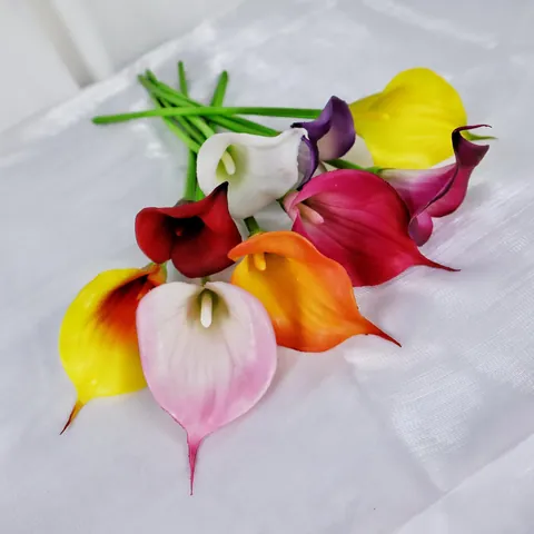 Künstliche Calla Lilie Blume Weichgummi Real Touch Einzelzweig Für Haus Hochzeit Party Deko Fotografie Requisiten Strauß